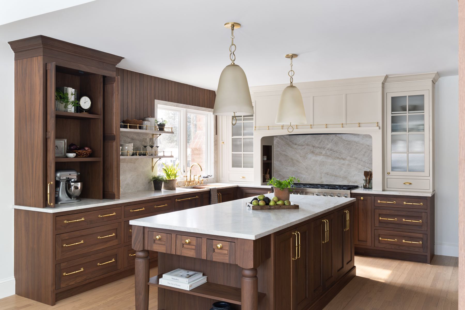 Full home renovation with custom walnut millwork and kitchen island